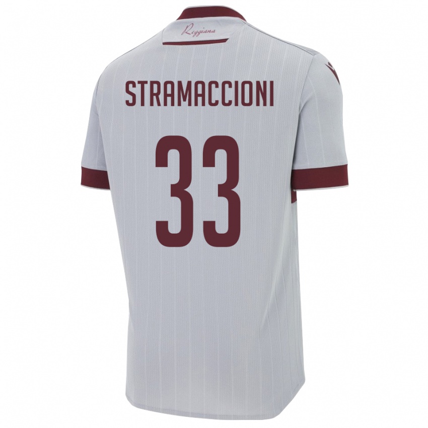 גברים Diego Stramaccioni #33 בורגונדי לבן הרחק ג'רזי 2025/26 חולצה קצרה
