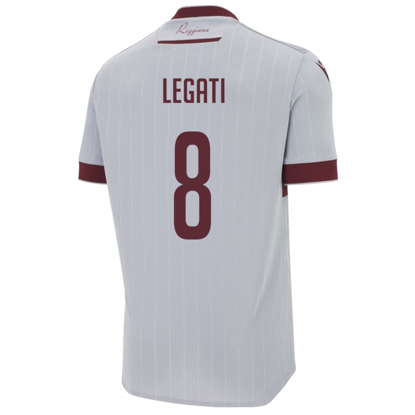 גברים Mattia Legati #8 בורגונדי לבן הרחק ג'רזי 2025/26 חולצה קצרה