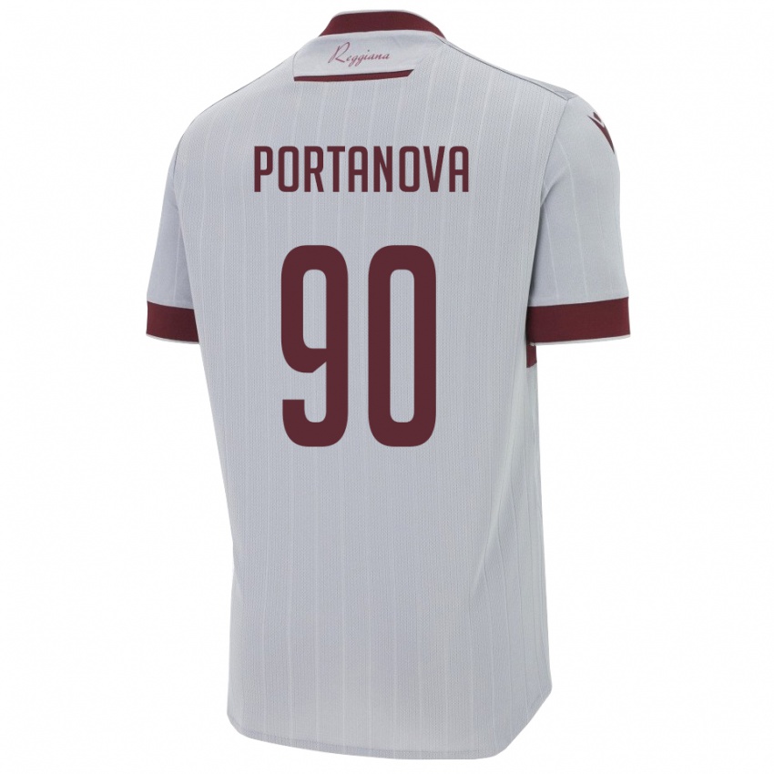 גברים מנולו פורטנובה #90 בורגונדי לבן הרחק ג'רזי 2025/26 חולצה קצרה