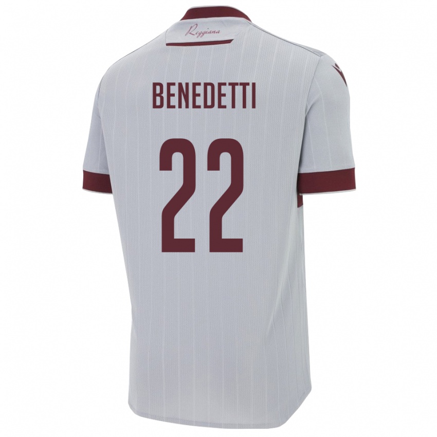 גברים Samuele Benedetti #22 בורגונדי לבן הרחק ג'רזי 2025/26 חולצה קצרה