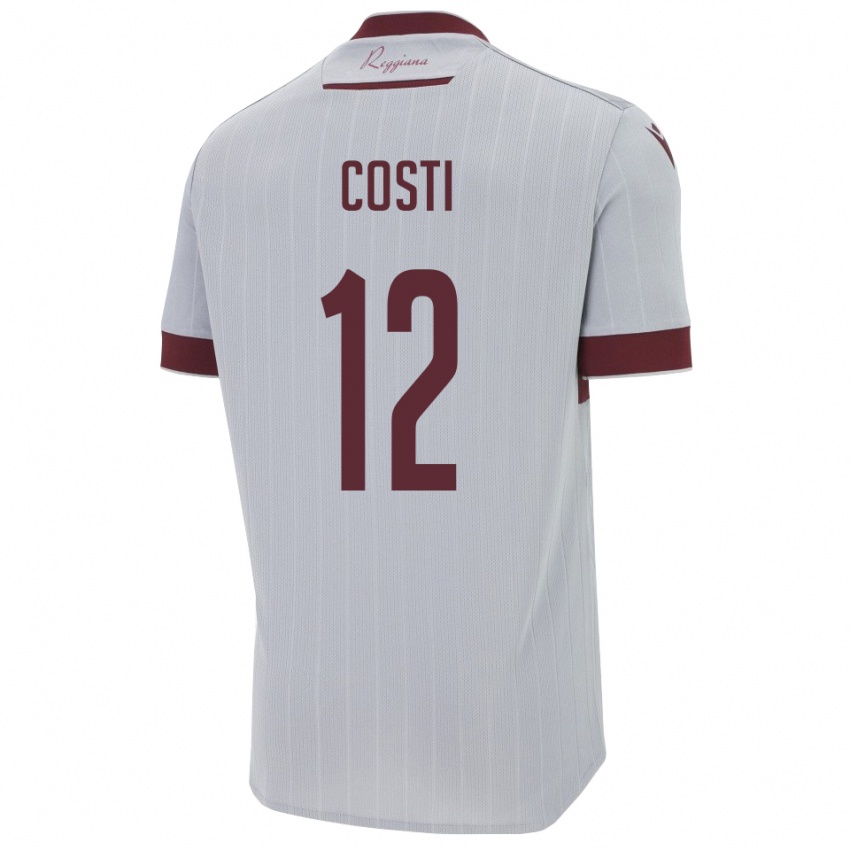 גברים Filippo Costi #12 בורגונדי לבן הרחק ג'רזי 2025/26 חולצה קצרה