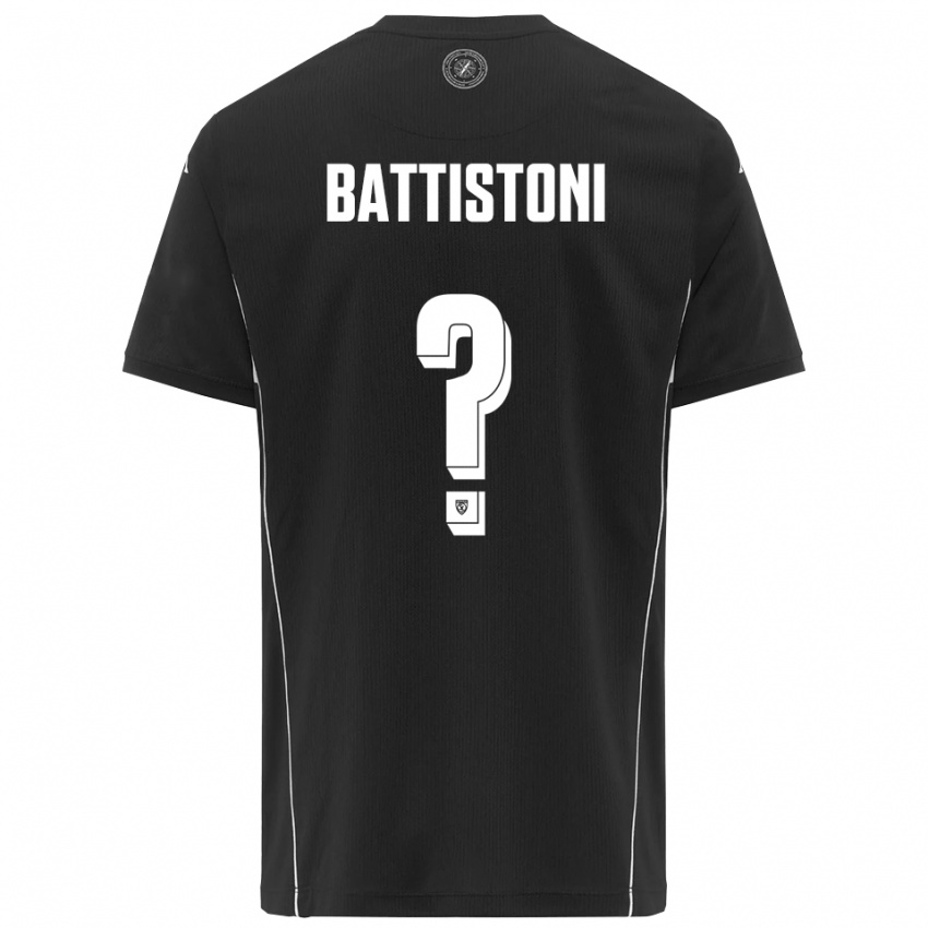 גברים Gabriele Battistoni #0 שחור לבן הרחק ג'רזי 2025/26 חולצה קצרה