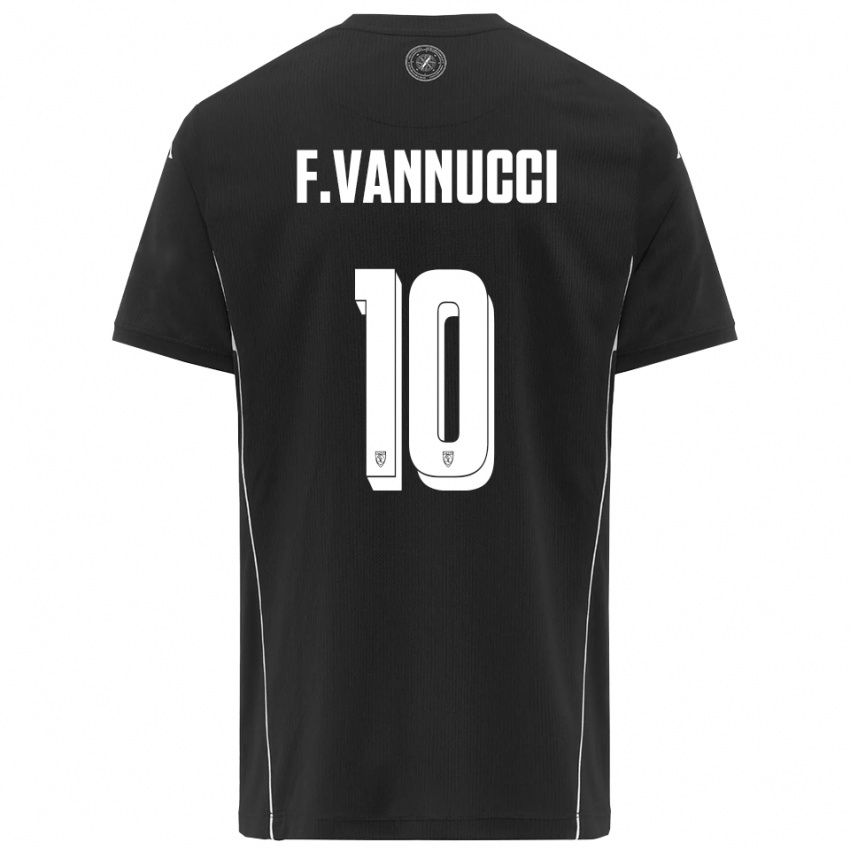 גברים Federico Vannucci #10 שחור לבן הרחק ג'רזי 2025/26 חולצה קצרה