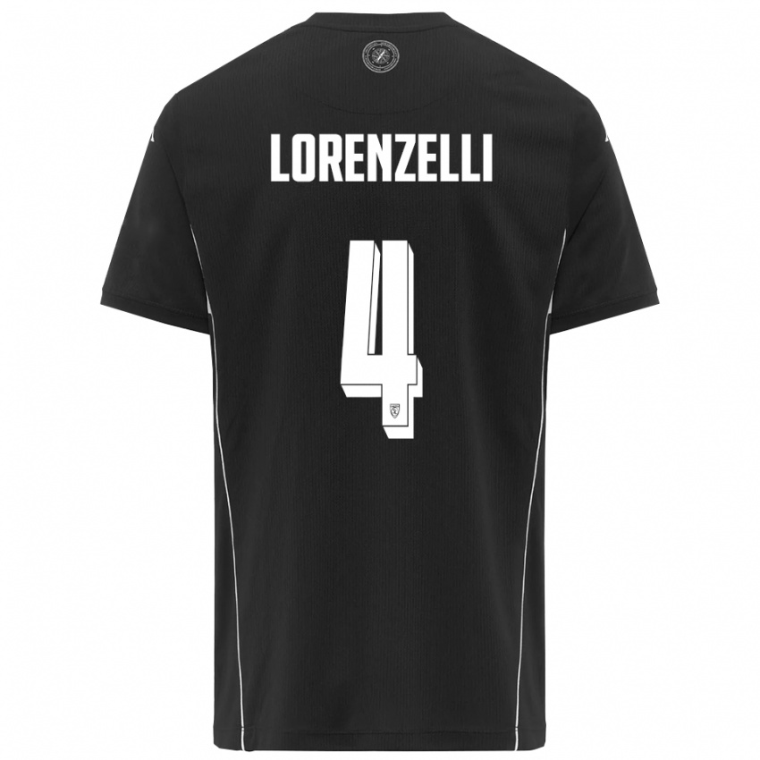 גברים עמנואלה לורנצלי #4 שחור לבן הרחק ג'רזי 2025/26 חולצה קצרה