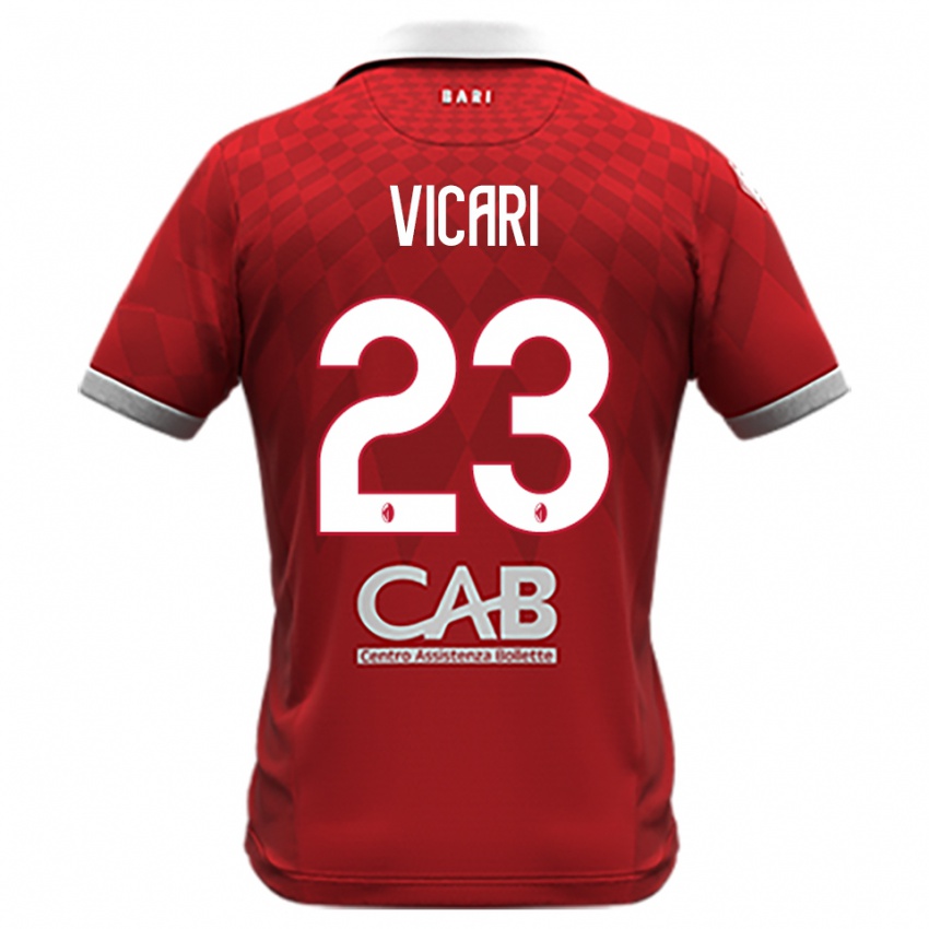 גברים Francesco Vicari #23 אדום לבן הרחק ג'רזי 2025/26 חולצה קצרה