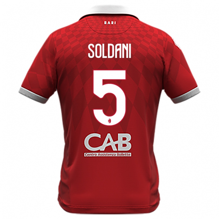 גברים Mauro Soldani #5 אדום לבן הרחק ג'רזי 2025/26 חולצה קצרה