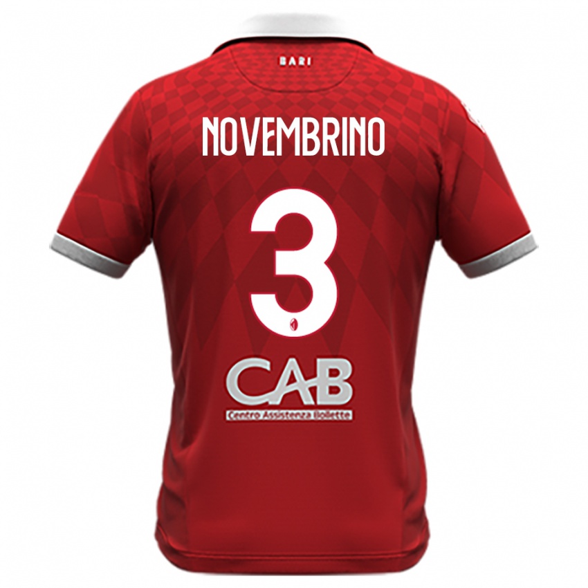 גברים Gioele Novembrino #3 אדום לבן הרחק ג'רזי 2025/26 חולצה קצרה