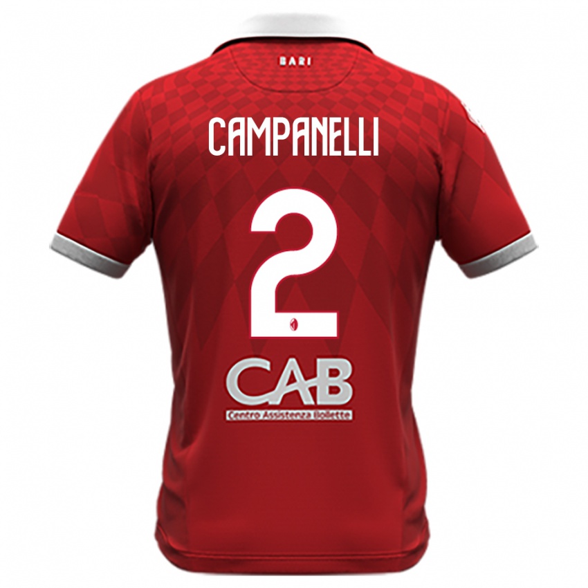 גברים Alessio Campanelli #2 אדום לבן הרחק ג'רזי 2025/26 חולצה קצרה