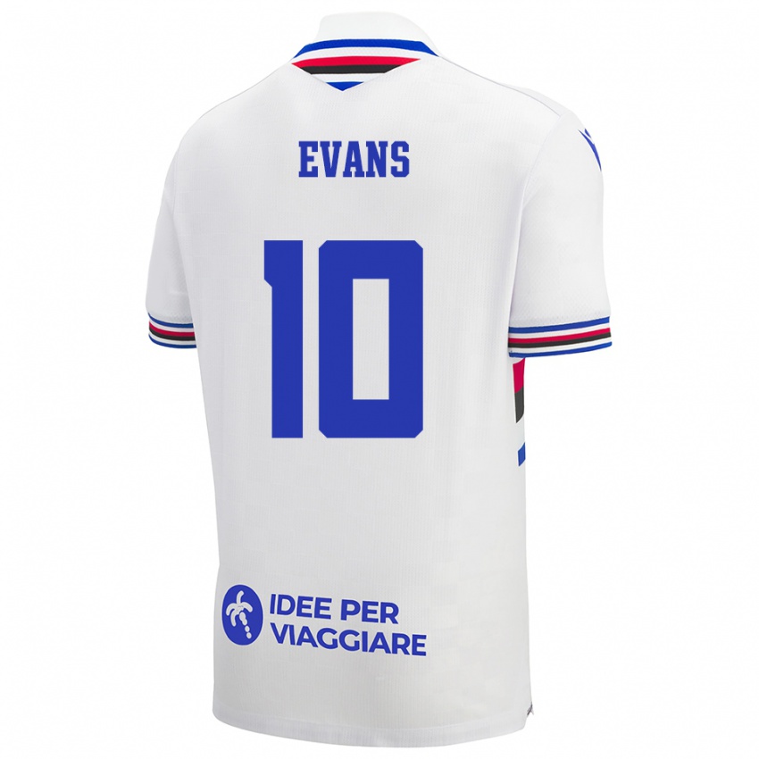 גברים Maya Evans #10 לבן כחול אדום הרחק ג'רזי 2025/26 חולצה קצרה