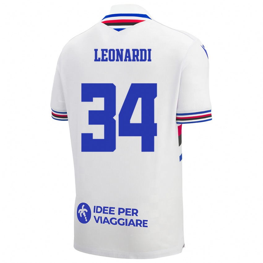 גברים סימונה לאונרדי #34 לבן כחול אדום הרחק ג'רזי 2025/26 חולצה קצרה