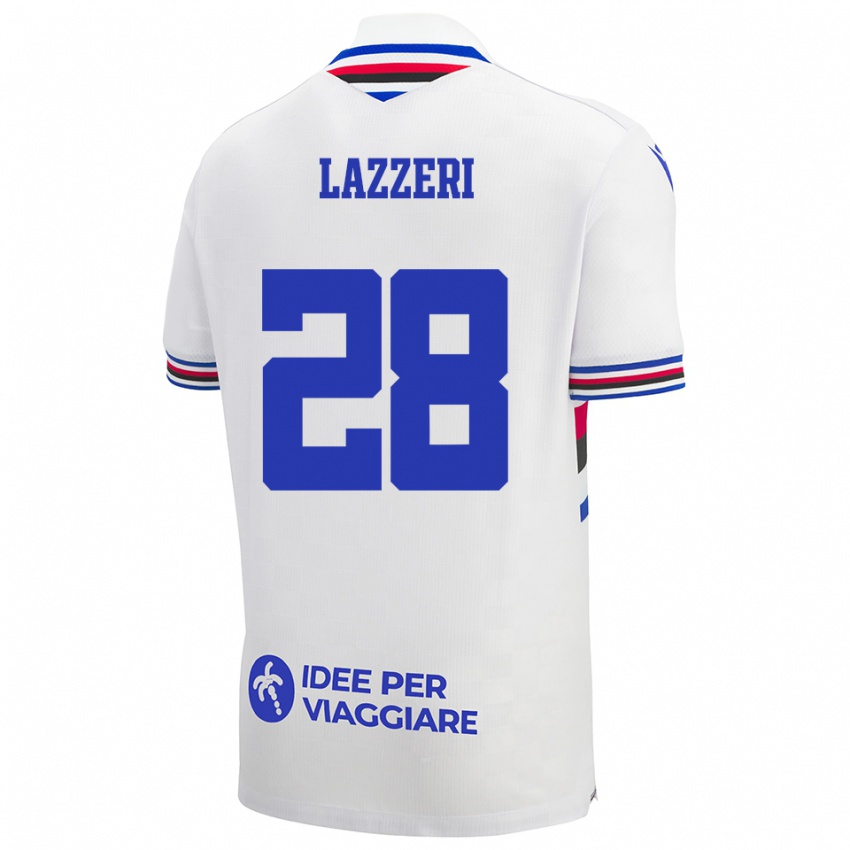 גברים ניקול לאזרי #28 לבן כחול אדום הרחק ג'רזי 2025/26 חולצה קצרה