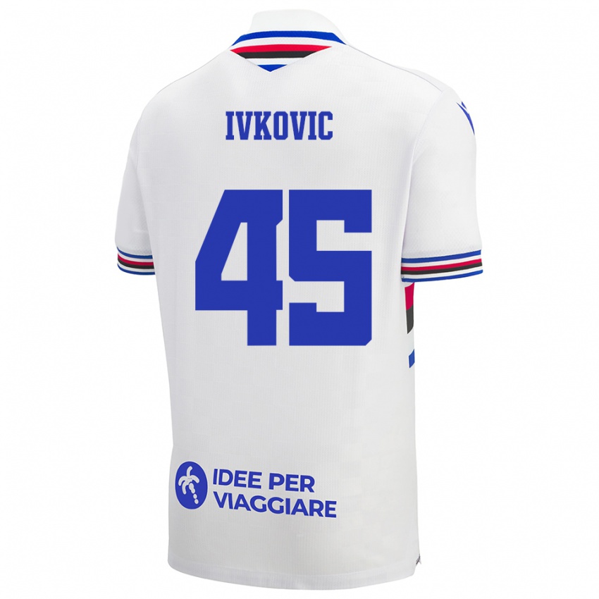 גברים מאטה איבקוביץ׳ #45 לבן כחול אדום הרחק ג'רזי 2025/26 חולצה קצרה