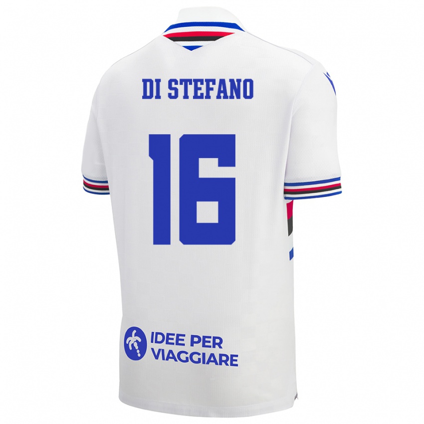 גברים לורנצו די סטפנו #16 לבן כחול אדום הרחק ג'רזי 2025/26 חולצה קצרה