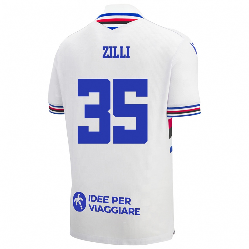 גברים Elisa Zilli #35 לבן כחול אדום הרחק ג'רזי 2025/26 חולצה קצרה