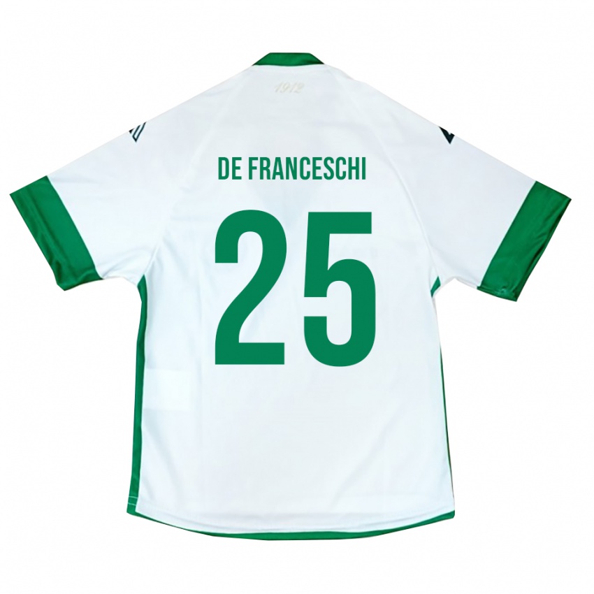 גברים אדוארדו די פרנצ׳סקי #25 לבן ירוק כחול הרחק ג'רזי 2025/26 חולצה קצרה