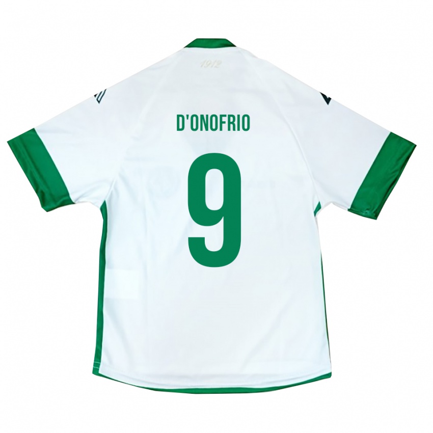 גברים Saverio D'onofrio #9 לבן ירוק כחול הרחק ג'רזי 2025/26 חולצה קצרה