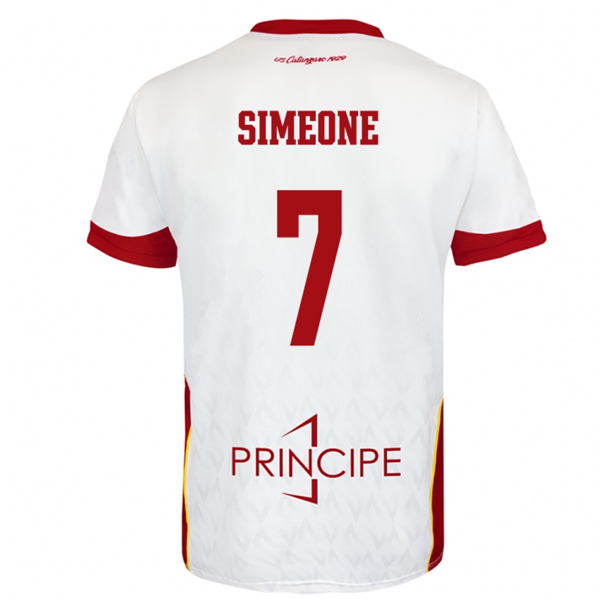 גברים Mattia Simeone #7 לבן אדום הרחק ג'רזי 2025/26 חולצה קצרה