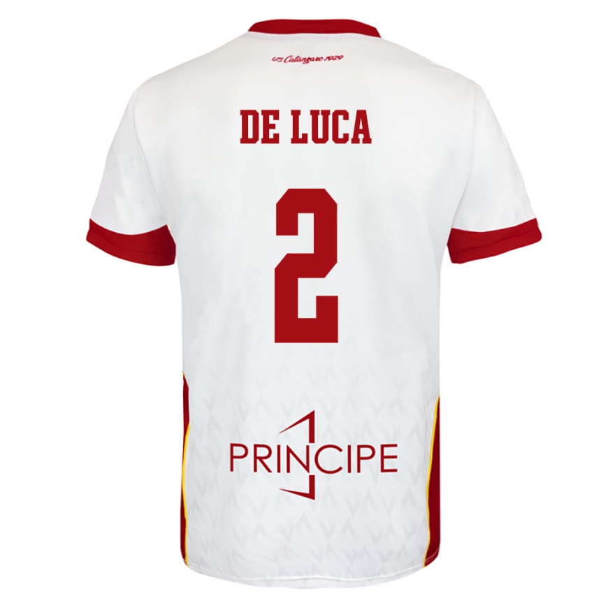 גברים Gabriele De Luca #2 לבן אדום הרחק ג'רזי 2025/26 חולצה קצרה