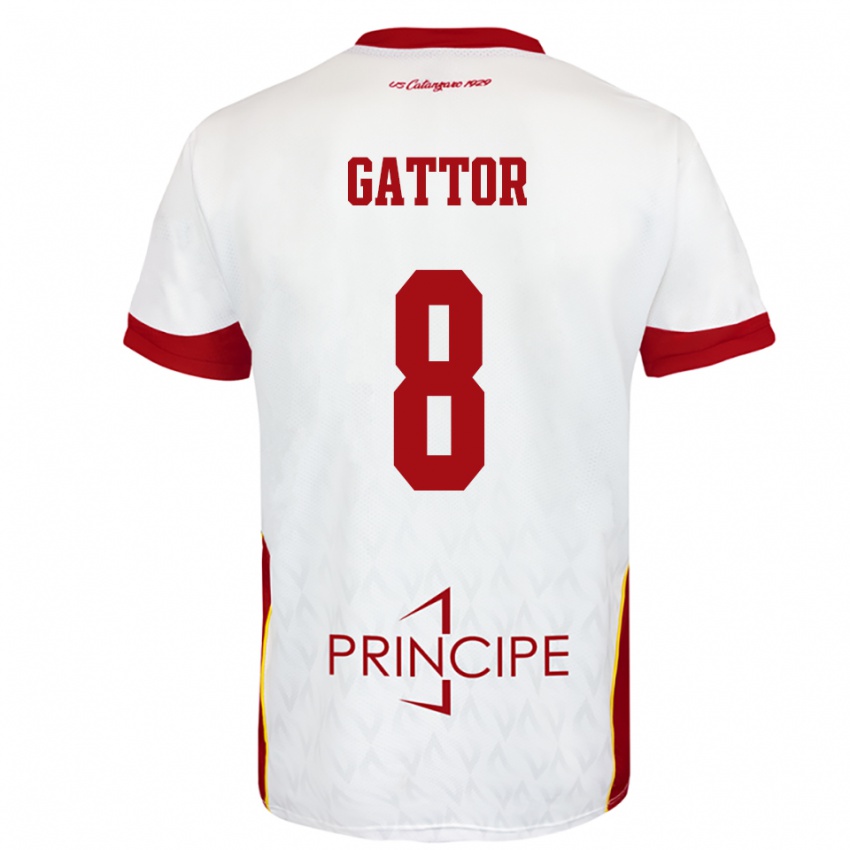 גברים Gianluca Gattor #8 לבן אדום הרחק ג'רזי 2025/26 חולצה קצרה