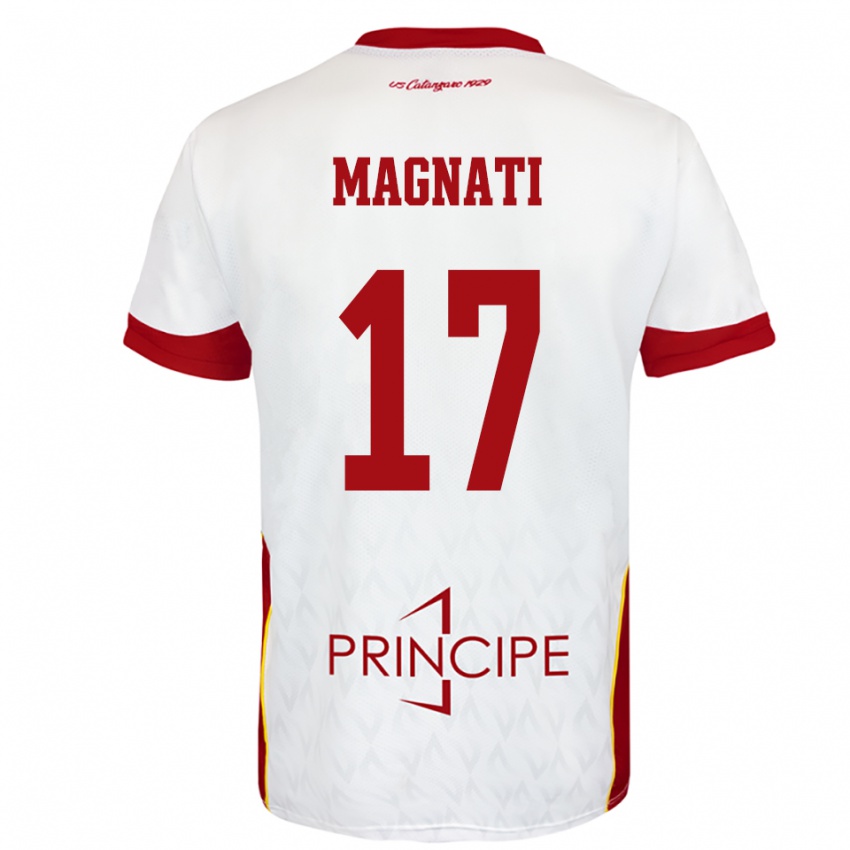 גברים פרנצ׳סקו מגנתי #17 לבן אדום הרחק ג'רזי 2025/26 חולצה קצרה