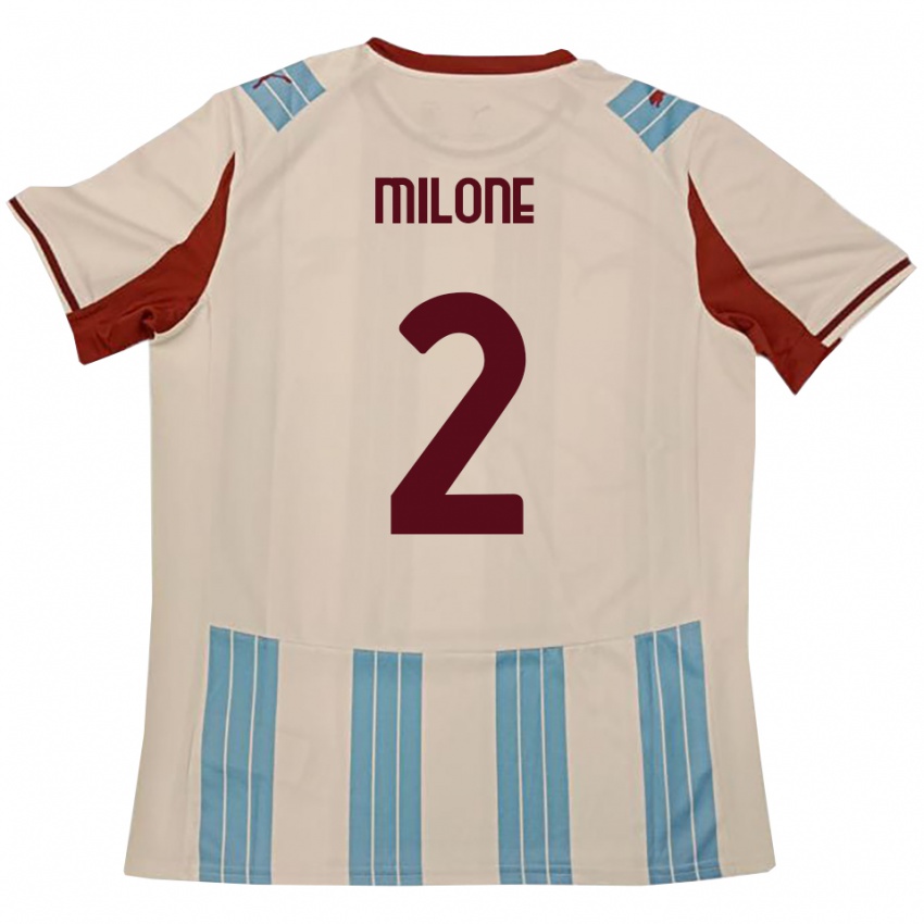 גברים Gabriele Milone #2 תכלת לבן הרחק ג'רזי 2025/26 חולצה קצרה