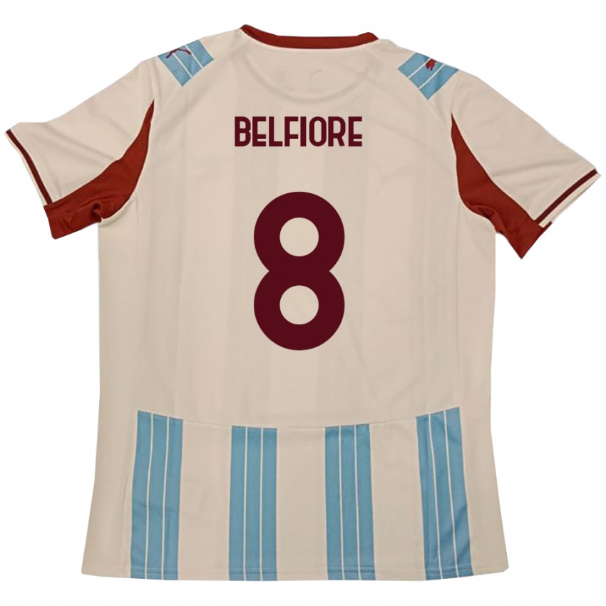 גברים Edoardo Belfiore #8 תכלת לבן הרחק ג'רזי 2025/26 חולצה קצרה