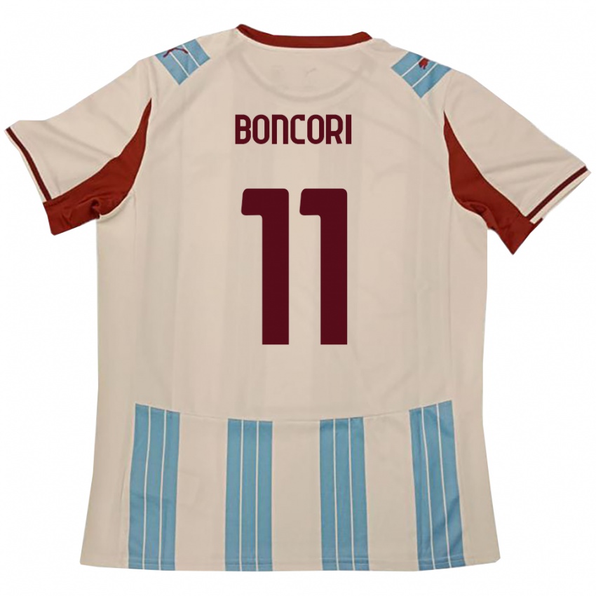 גברים Luca Boncori #11 תכלת לבן הרחק ג'רזי 2025/26 חולצה קצרה