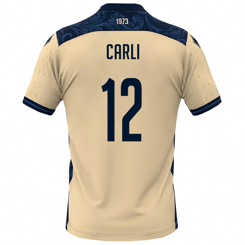 גברים Lorenzo Carli #12 לבן כחול נייבי הרחק ג'רזי 2025/26 חולצה קצרה