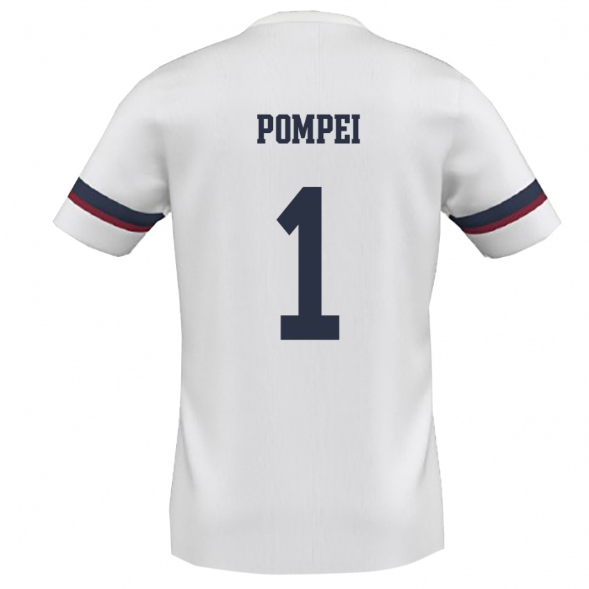 גברים Thomas Pompei #1 לבן אדום הרחק ג'רזי 2025/26 חולצה קצרה