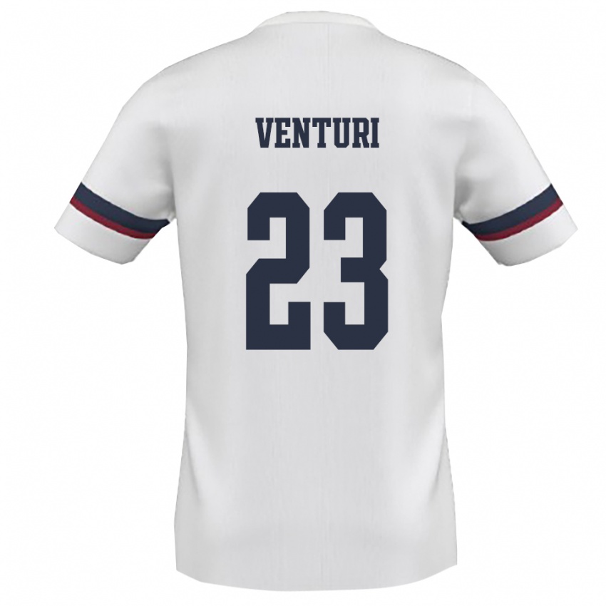 גברים Michael Venturi #23 לבן אדום הרחק ג'רזי 2025/26 חולצה קצרה