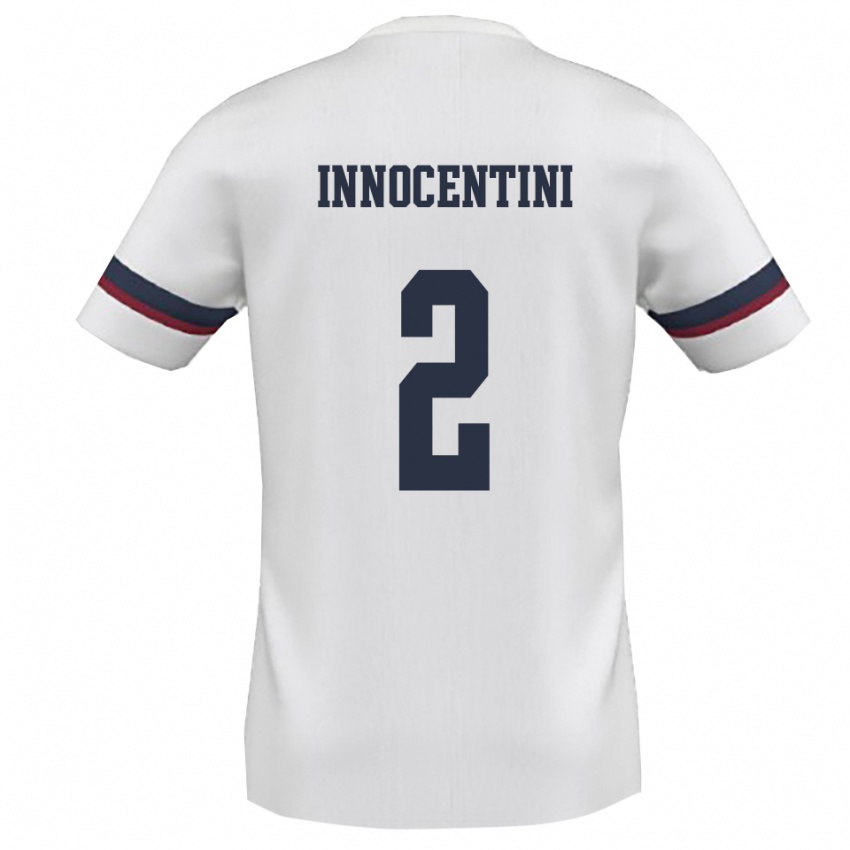 גברים Francesco Innocentini #2 לבן אדום הרחק ג'רזי 2025/26 חולצה קצרה