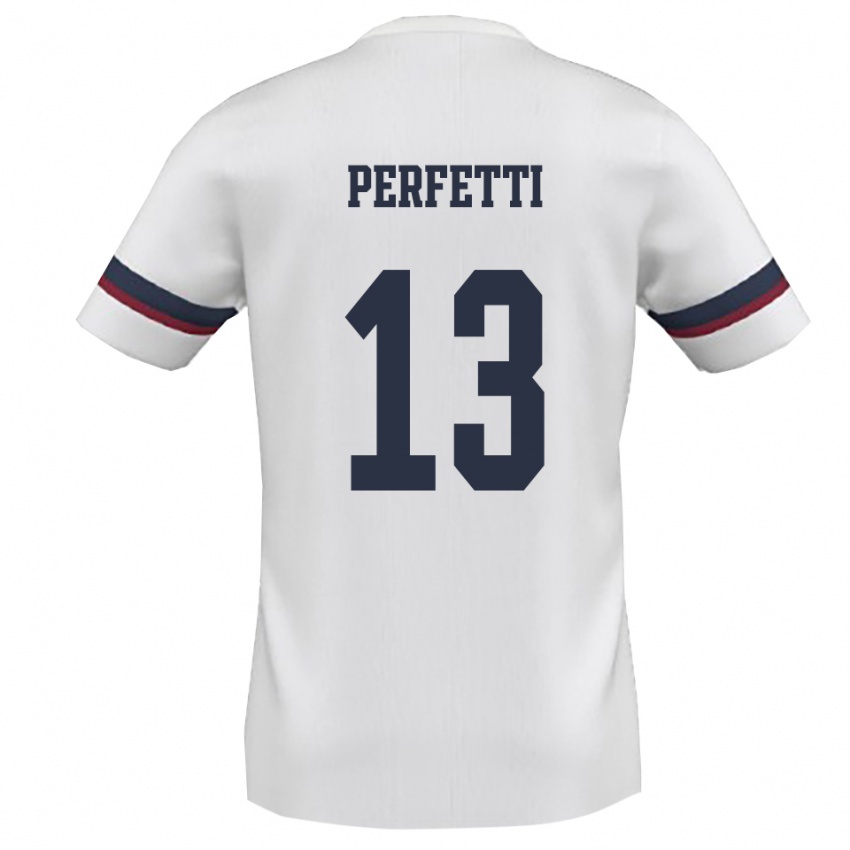 גברים Daniel Perfetti #13 לבן אדום הרחק ג'רזי 2025/26 חולצה קצרה