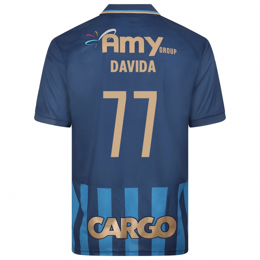 גברים אושר דוידה #77 כחול נייבי כחול הרחק ג'רזי 2025/26 חולצה קצרה