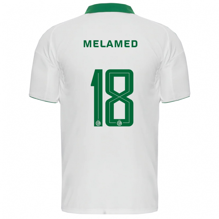 גברים גיא מלמד #18 לבן ירוק הרחק ג'רזי 2025/26 חולצה קצרה