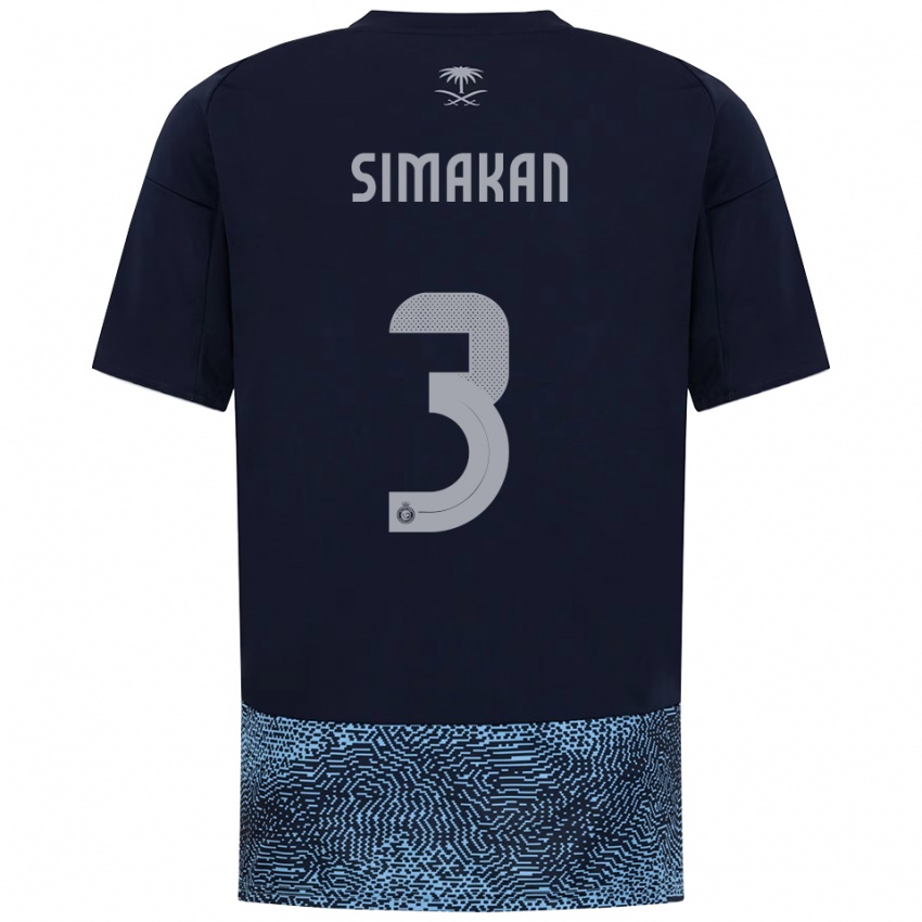 גברים Mohamed Simakan #3 כחול נייבי תכלת הרחק ג'רזי 2025/26 חולצה קצרה