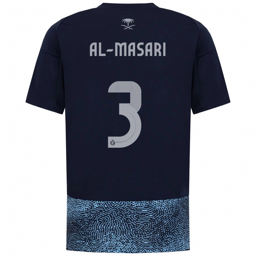 גברים Wade Al-Masari #3 כחול נייבי תכלת הרחק ג'רזי 2025/26 חולצה קצרה