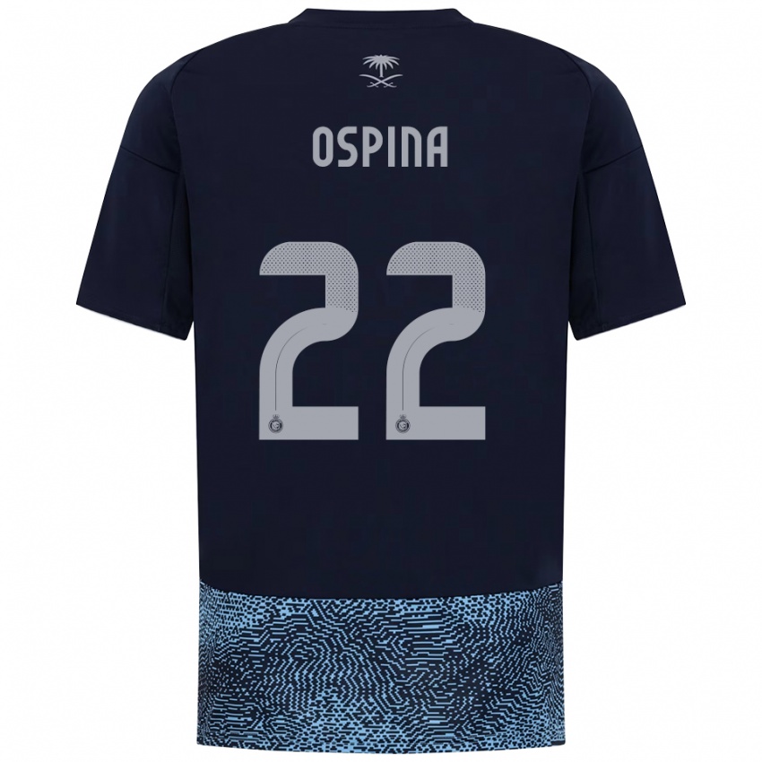 גברים דוד אוספינה #22 כחול נייבי תכלת הרחק ג'רזי 2025/26 חולצה קצרה