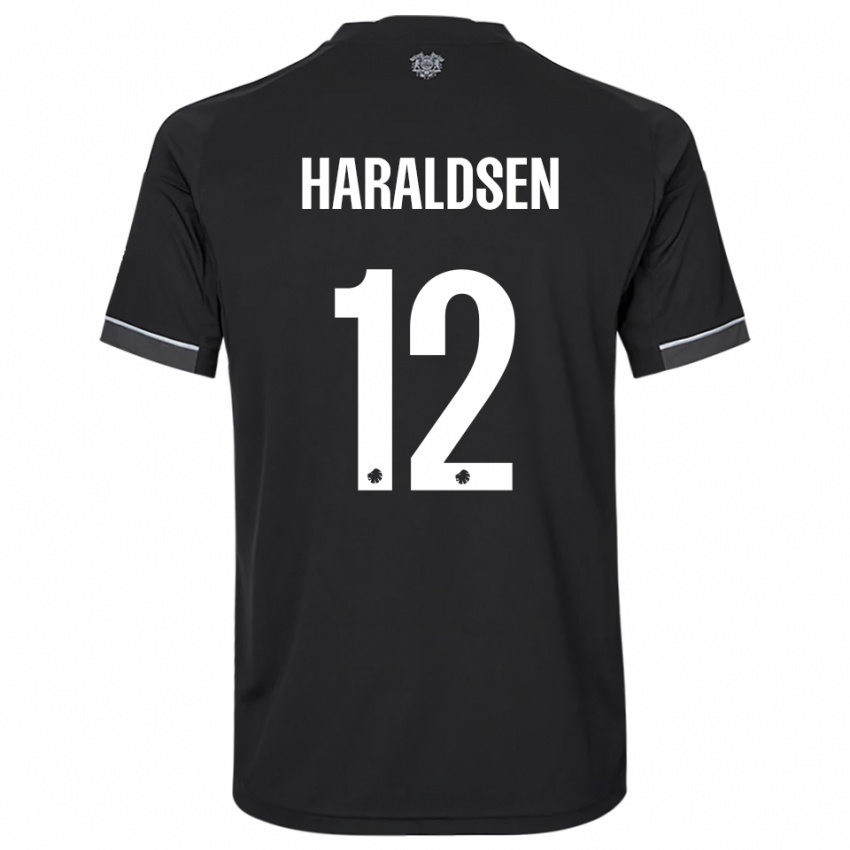 גברים Henrik Haraldsen #12 שחור לבן הרחק ג'רזי 2025/26 חולצה קצרה