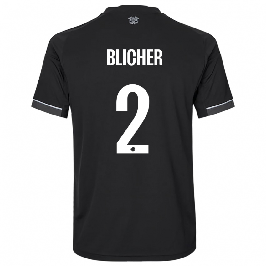 גברים Nicolai Blicher #2 שחור לבן הרחק ג'רזי 2025/26 חולצה קצרה