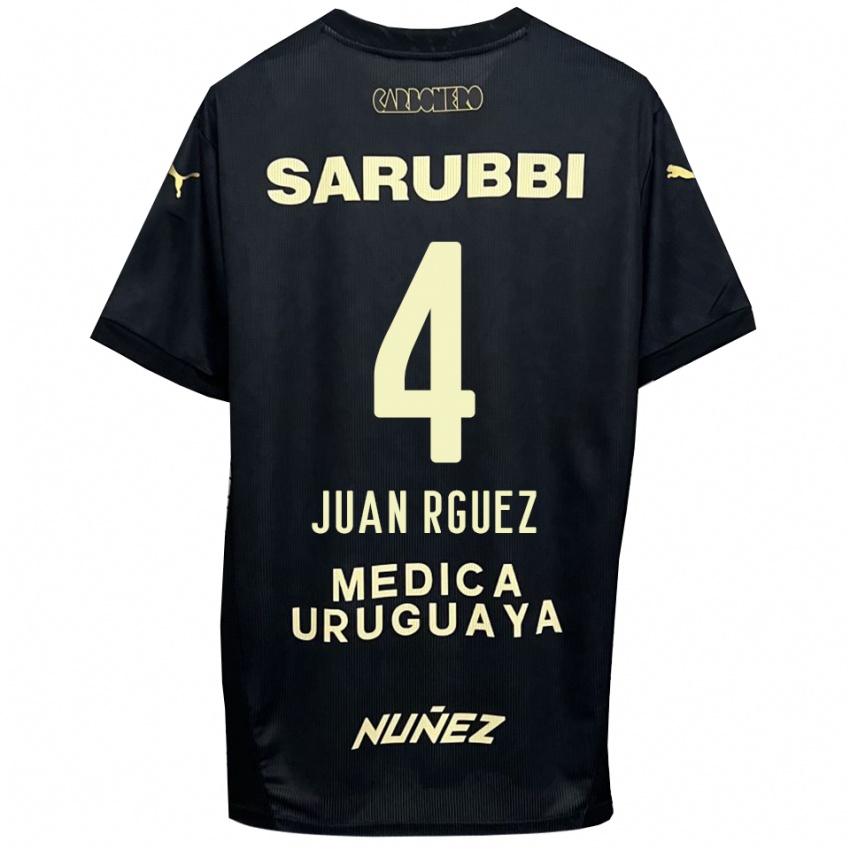 גברים Juan Rodríguez #4 שחור זהב הרחק ג'רזי 2025/26 חולצה קצרה