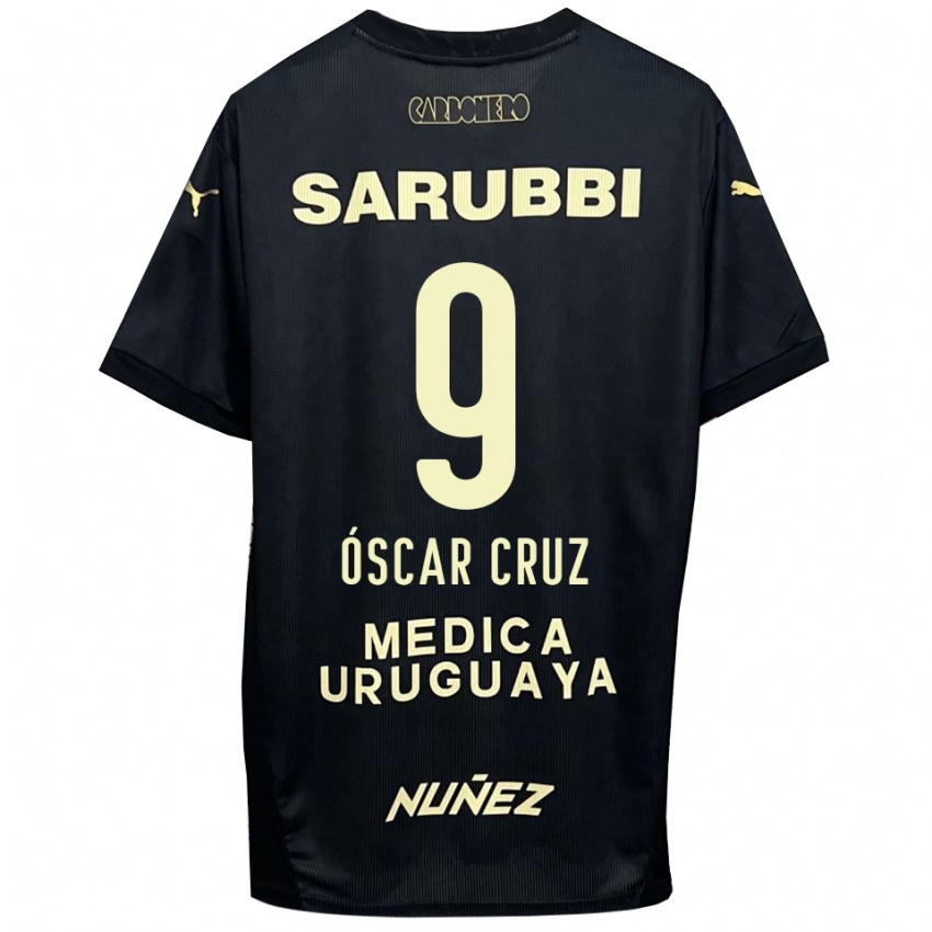 גברים Óscar Cruz #9 שחור זהב הרחק ג'רזי 2025/26 חולצה קצרה