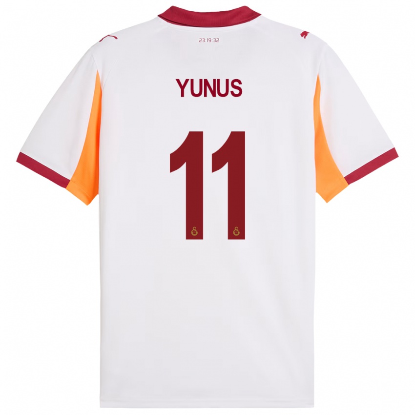 גברים יונוס אקגון #11 לבן אדום הרחק ג'רזי 2025/26 חולצה קצרה