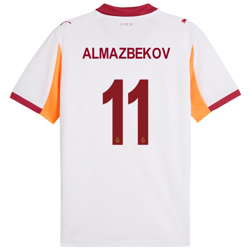 גברים בקנאז אלמאזבקוב #11 לבן אדום הרחק ג'רזי 2025/26 חולצה קצרה