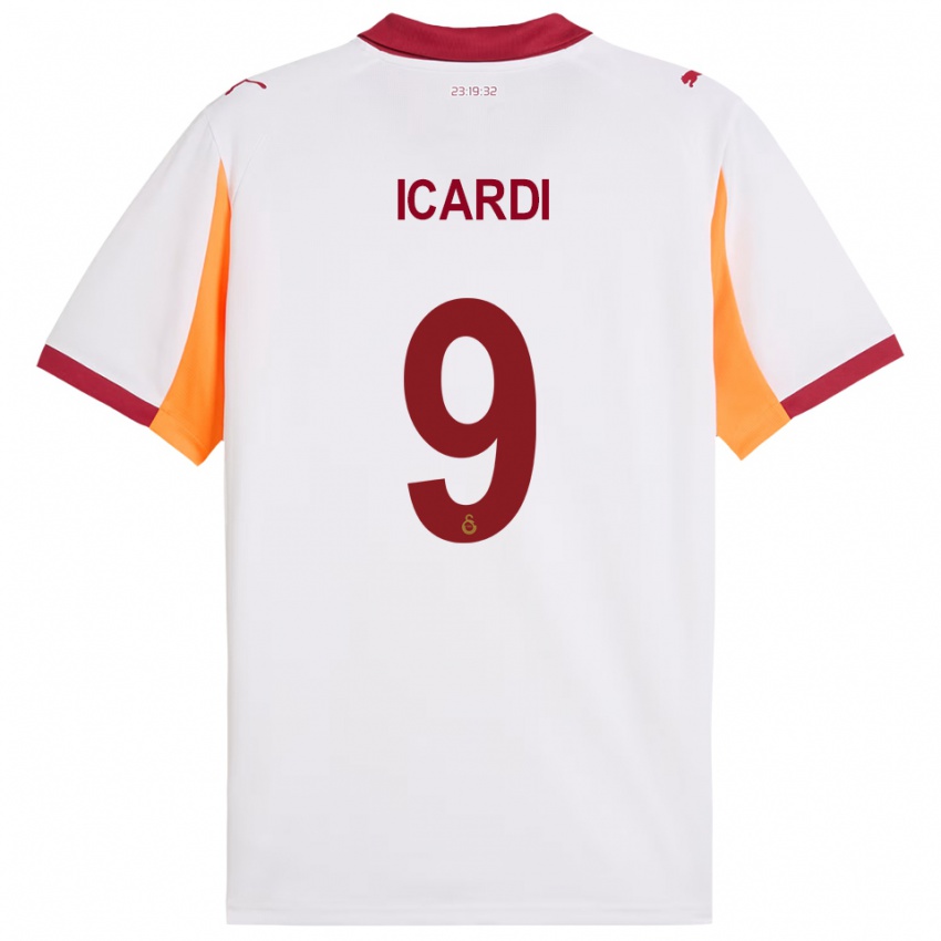 גברים מאורו איקרדי #9 לבן אדום הרחק ג'רזי 2025/26 חולצה קצרה