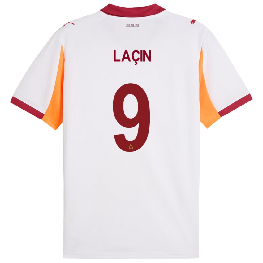 גברים Elanur Laçın #9 לבן אדום הרחק ג'רזי 2025/26 חולצה קצרה