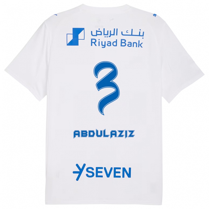 גברים Al Jawhara Abdulaziz #3 לבן כחול הרחק ג'רזי 2025/26 חולצה קצרה