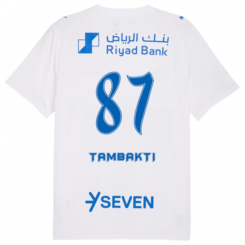 גברים חסן טמבקטי #87 לבן כחול הרחק ג'רזי 2025/26 חולצה קצרה