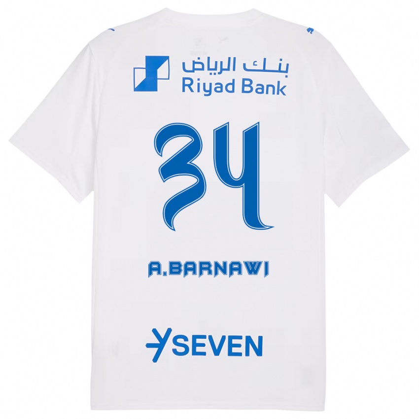 גברים עבדולסאלם עלי ברנאווי #34 לבן כחול הרחק ג'רזי 2025/26 חולצה קצרה