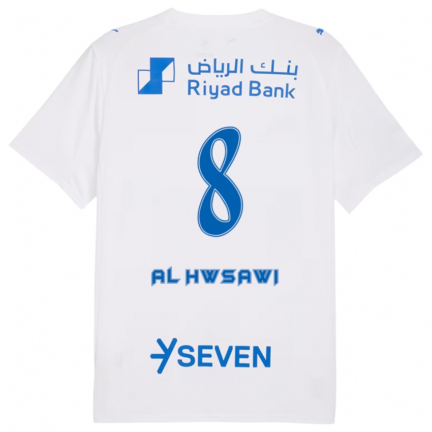 גברים Al Bandari Al-Hwsawi #8 לבן כחול הרחק ג'רזי 2025/26 חולצה קצרה