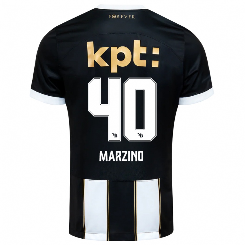 גברים דריו מרזינו #40 שחור לבן הרחק ג'רזי 2025/26 חולצה קצרה
